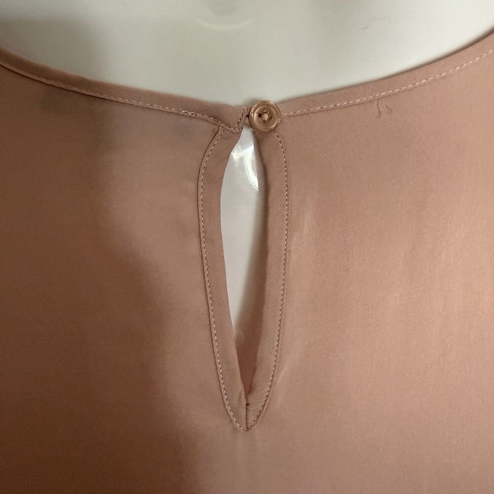 Quince Stretch Silk Top Medium Washable Pink Rose  Womens Short Sleeve Crew Neck - Picture 3 of 8